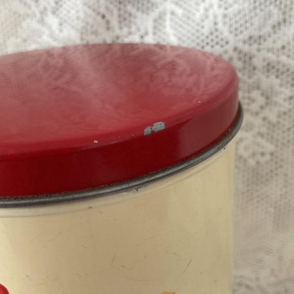 Vintage Canister Set 50’s Kitchen Canister Set of 4 Yellow and Red Rose. - Picture 10 of 16